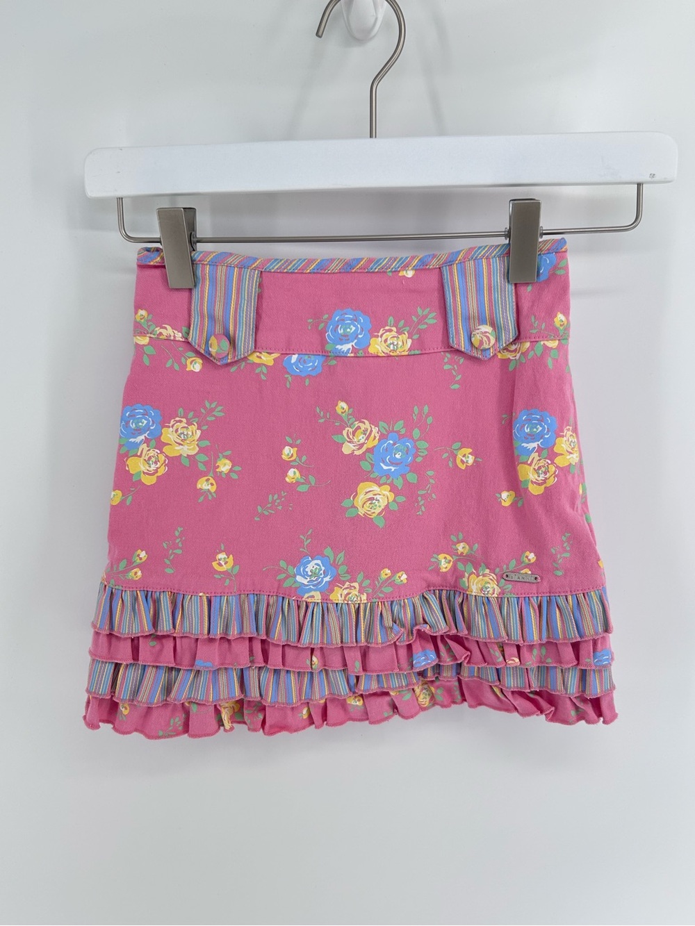 Bianni Pink Floral Tiered Coquette Skirt - Size 6